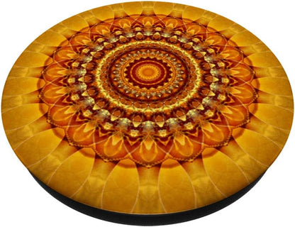 Yellow Mandala Pop Mount Socket Yoga Divine Meditation PopSockets Grip and Stand for Phones and Tablets