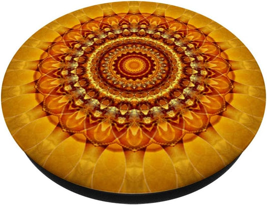 Yellow Mandala Pop Mount Socket Yoga Divine Meditation PopSockets Grip and Stand for Phones and Tablets
