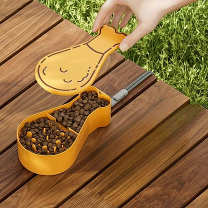 Portable Pet Feeder for Dogs & Cats, Lightweight Hiking/Camping/Road Trip Food & Water Bowl with Lanyard, Cute Bone Shape (Yellow)