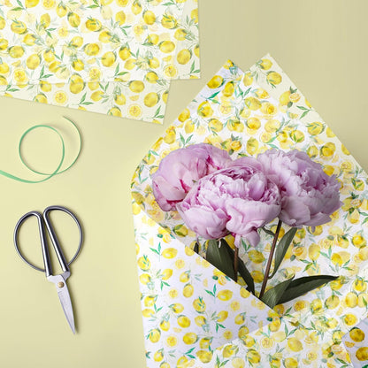 100 Sheets 20 x 14 Inch Lemon Pattern Tissue Paper, Yellow Citrus Fruit Printed Decorative Wrapping Tissue Paper, Art Tissue Paper for Gift Bags, Birthday Party, Baby Shower, Summer Spring Holidays