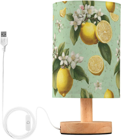 Bedside Table Lamp Lemon Yellow Citrus Fruits (48) Kids Nightstand Lamp Night Light Fabric Shade for Bedroom Living Room Home Office