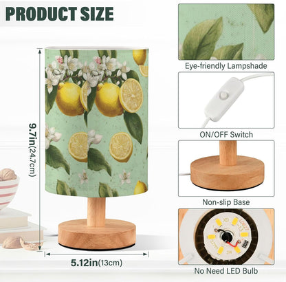 Bedside Table Lamp Lemon Yellow Citrus Fruits (48) Kids Nightstand Lamp Night Light Fabric Shade for Bedroom Living Room Home Office