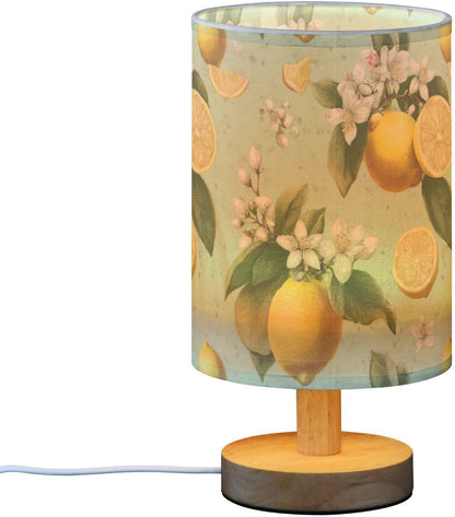 Bedside Table Lamp Lemon Yellow Citrus Fruits (48) Kids Nightstand Lamp Night Light Fabric Shade for Bedroom Living Room Home Office