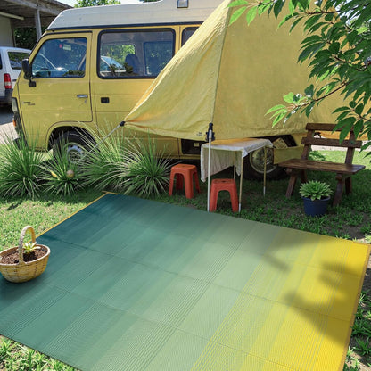8x10ft Ombre Outdoor Rug for Patios Clearance, Waterproof Camping Rug for Outside RV, Plastic Straw Outside Rugs, Large Outdoor Area Rug for Garden, Camper(Yellow&Green,8'x10')