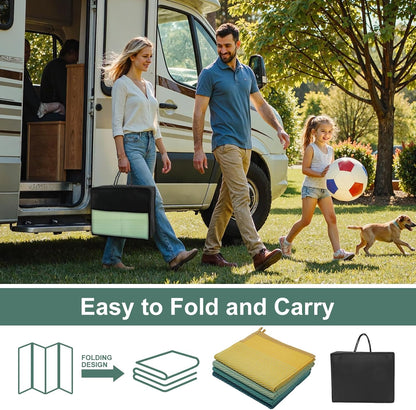 8x10ft Ombre Outdoor Rug for Patios Clearance, Waterproof Camping Rug for Outside RV, Plastic Straw Outside Rugs, Large Outdoor Area Rug for Garden, Camper(Yellow&Green,8'x10')