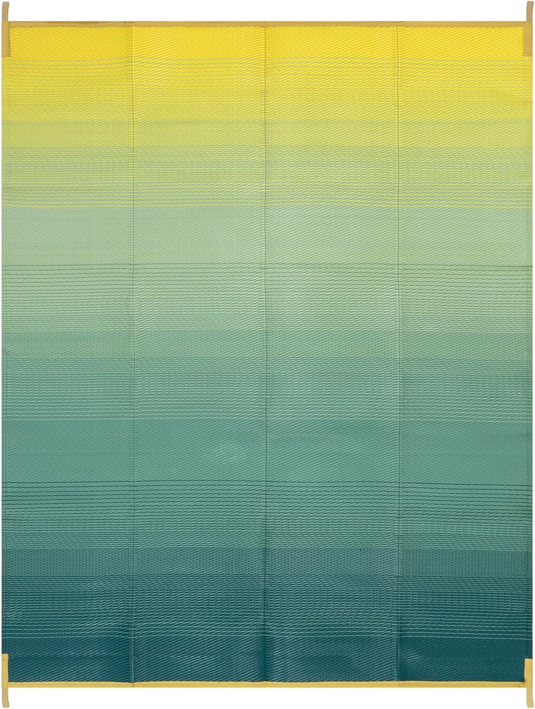 8x10ft Ombre Outdoor Rug for Patios Clearance, Waterproof Camping Rug for Outside RV, Plastic Straw Outside Rugs, Large Outdoor Area Rug for Garden, Camper(Yellow&Green,8'x10')