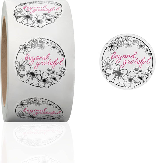 1.5 Inch Round 500 Count Lemons and Flowers Perforated Roll Stickers - Thank You Labels for Favors - Packing Thank You Stickers for Small Business Store Owners