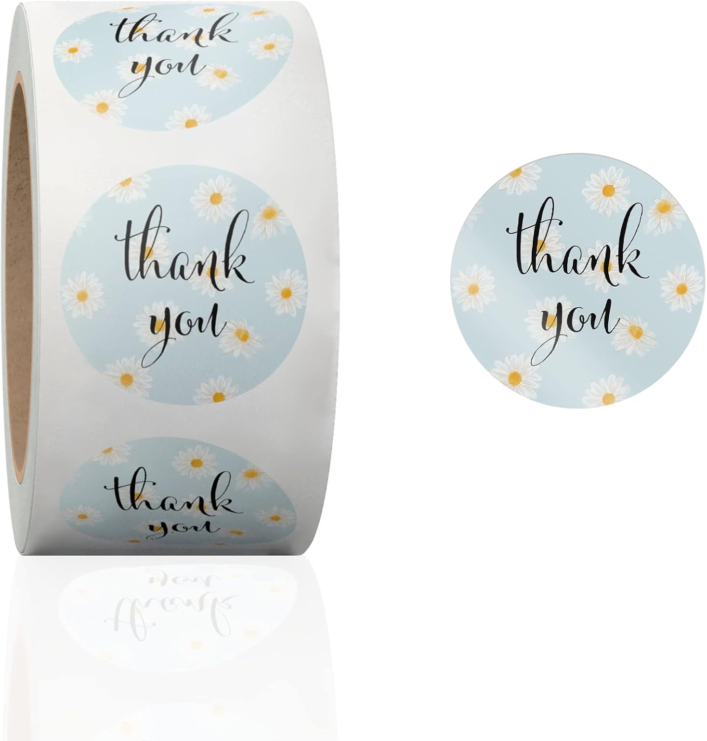 1.5 Inch Round 500 Count Lemons and Flowers Perforated Roll Stickers - Thank You Labels for Favors - Packing Thank You Stickers for Small Business Store Owners
