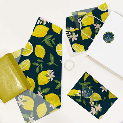 1.5 Inch Round 500 Count Lemons and Flowers Perforated Roll Stickers - Thank You Labels for Favors - Packing Thank You Stickers for Small Business Store Owners