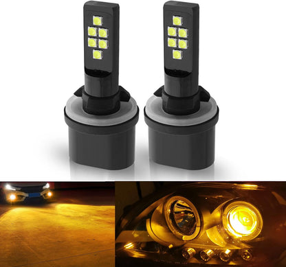 2x 880 893 899 LED Fog Light Bulb for Powersports Advanced 3030 SMD Bright Colorful Daytime Running DRL Lamp, Amber Yellow