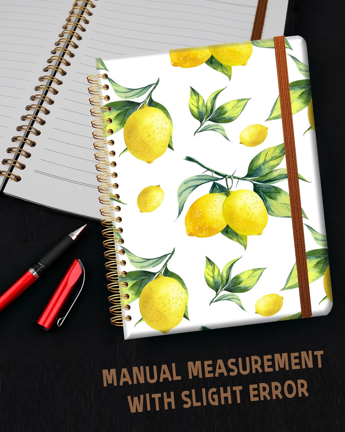 Ruled Spiral Writing Notebook,A5 Hardcover Lined College Journal for Women,Strong Twin-Wire Binding with Premium Paper,8.4" X 6",Perfect for School,Office,Home(Cute Lemon)