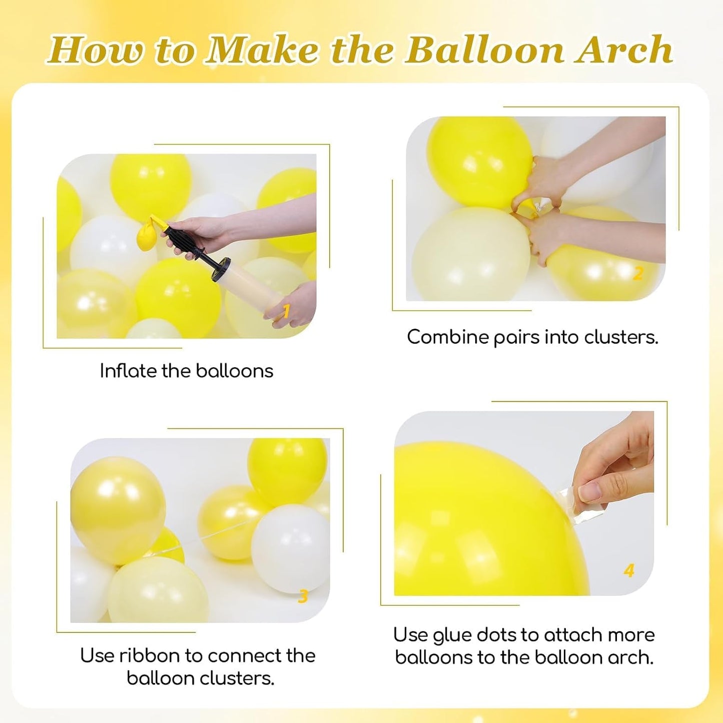 124pcs Pastel Yellow Balloon Arch Kit Double Stuffed Pearl Yellow Balloons | Baby Shower, Bridal Shower, Birthday Party Decorations