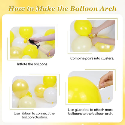 124pcs Pastel Yellow Balloon Arch Kit Double Stuffed Pearl Yellow Balloons | Baby Shower, Bridal Shower, Birthday Party Decorations