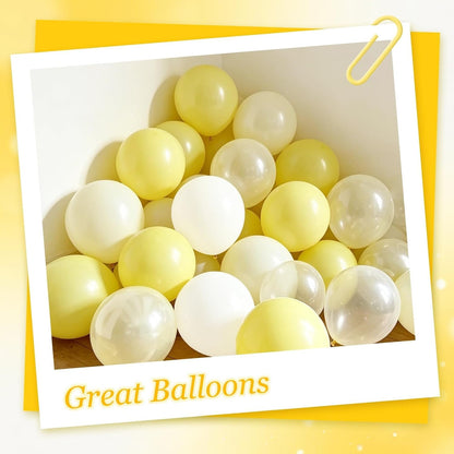124pcs Pastel Yellow Balloon Arch Kit Double Stuffed Pearl Yellow Balloons | Baby Shower, Bridal Shower, Birthday Party Decorations