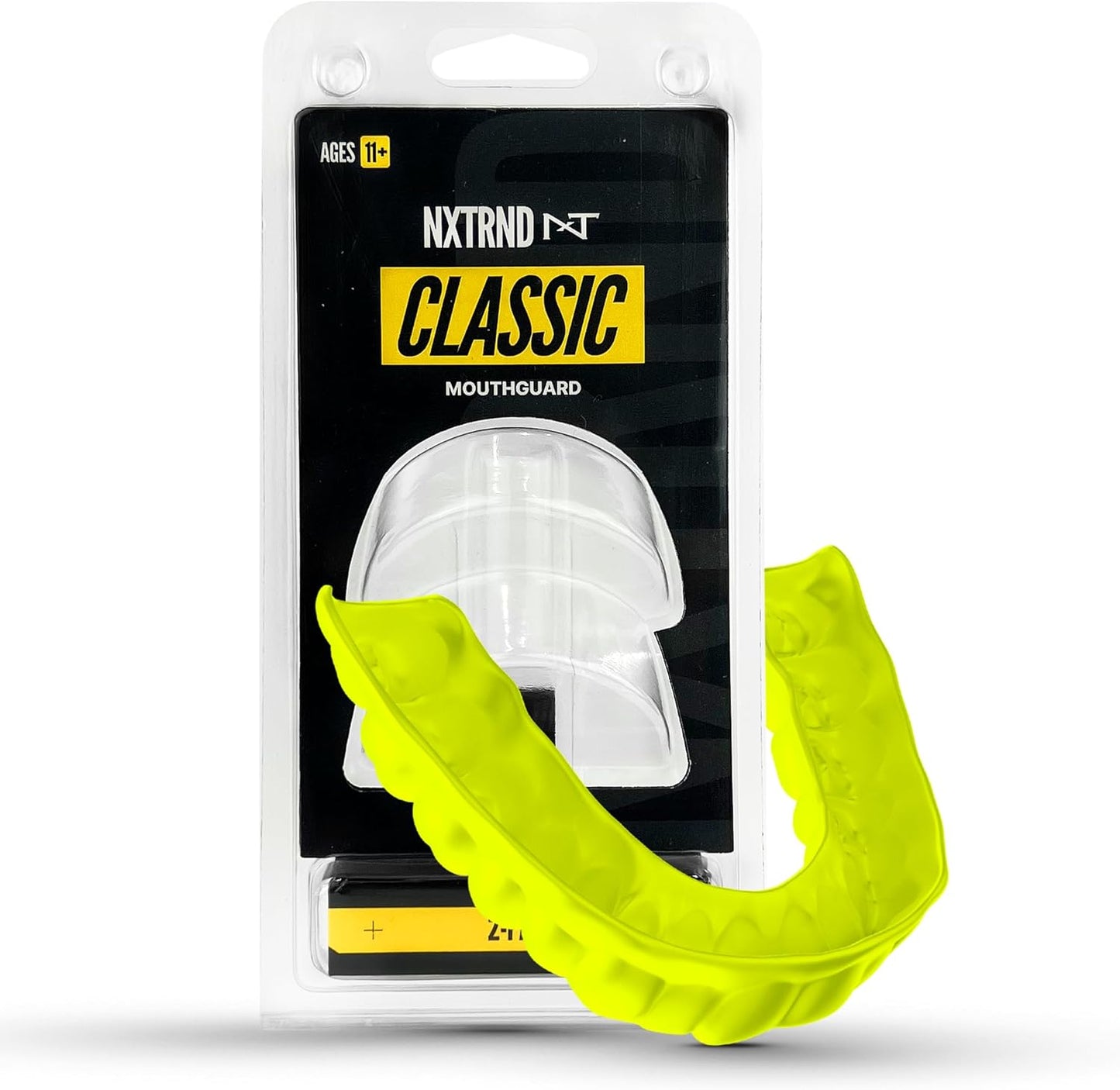 2 Pack Classic Mouthguard, Custom Fit Sports Mouthpiece for Football, Boxing, MMA, Basketball, Hockey, Lacrosse, Youth & Adult (Neon Yellow)
