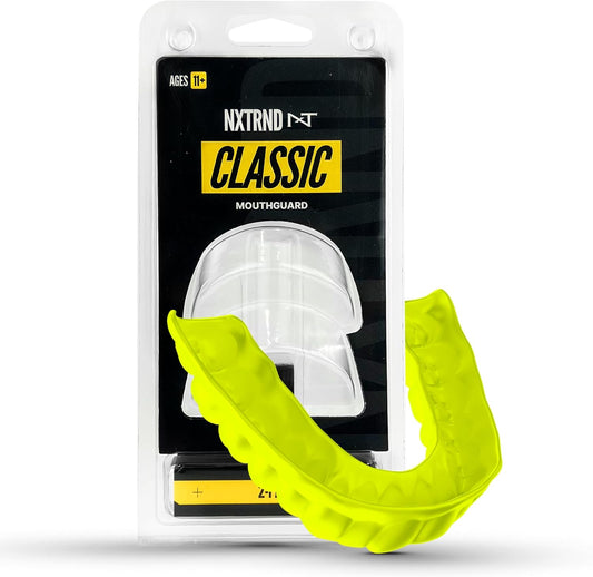 2 Pack Classic Mouthguard, Custom Fit Sports Mouthpiece for Football, Boxing, MMA, Basketball, Hockey, Lacrosse, Youth & Adult (Neon Yellow)