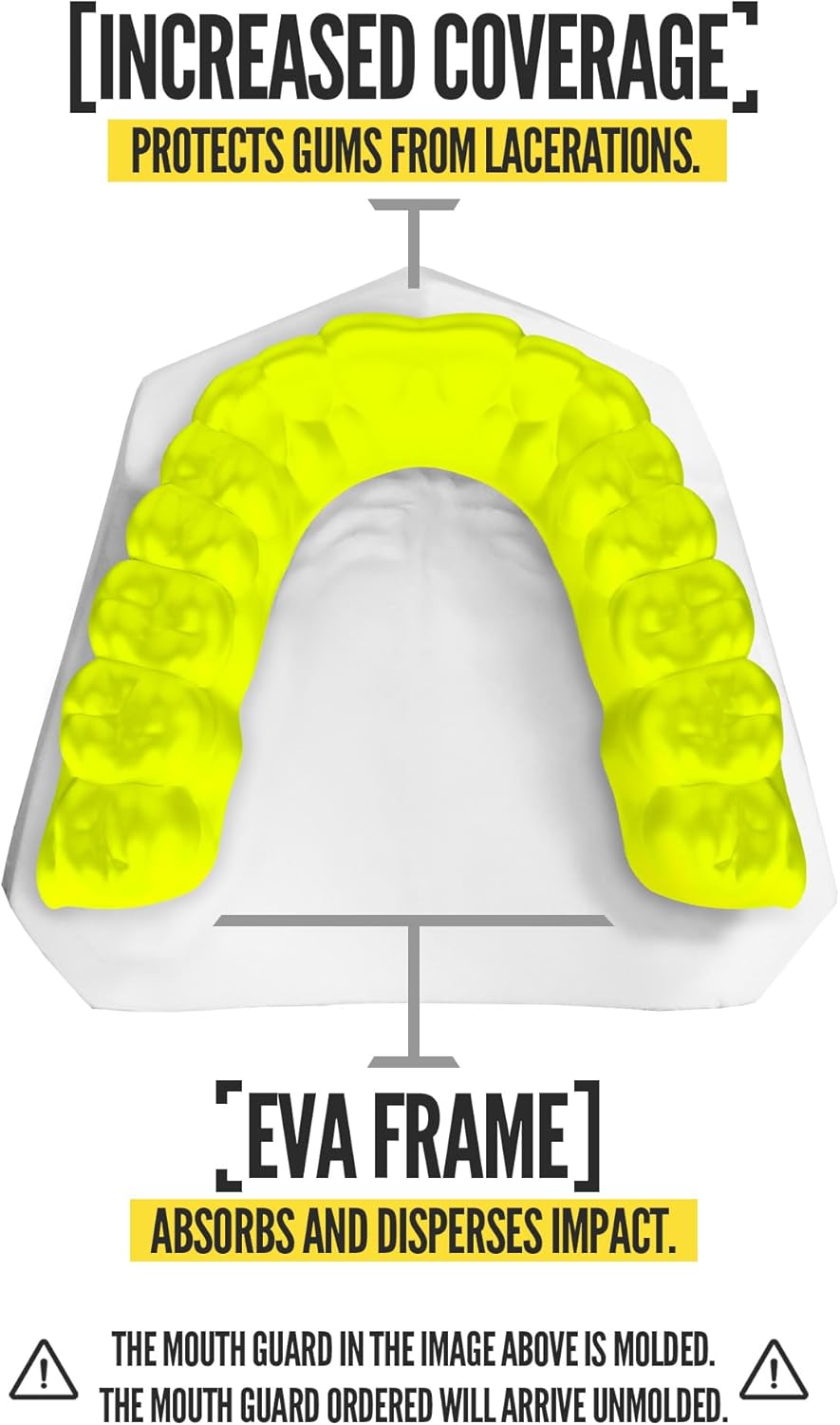 2 Pack Classic Mouthguard, Custom Fit Sports Mouthpiece for Football, Boxing, MMA, Basketball, Hockey, Lacrosse, Youth & Adult (Neon Yellow)