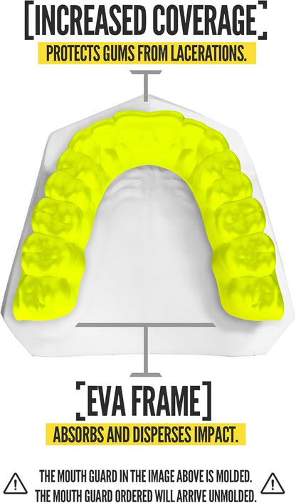 2 Pack Classic Mouthguard, Custom Fit Sports Mouthpiece for Football, Boxing, MMA, Basketball, Hockey, Lacrosse, Youth & Adult (Neon Yellow)