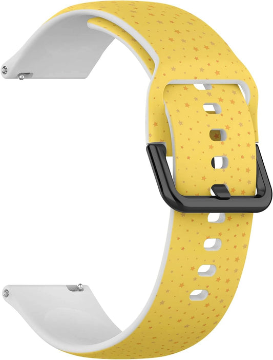 18mm Sports Watch Band, Star Kids Yellow Pattern, Replacement Soft and Flexible Wristband Bracelet for 18mm Smartwatch