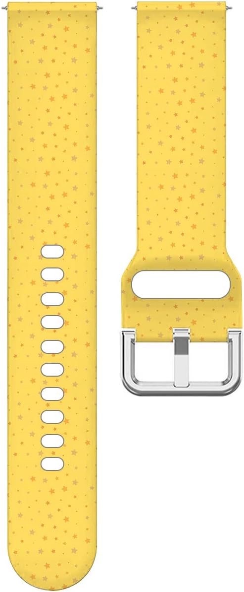 18mm Sports Watch Band, Star Kids Yellow Pattern, Replacement Soft and Flexible Wristband Bracelet for 18mm Smartwatch