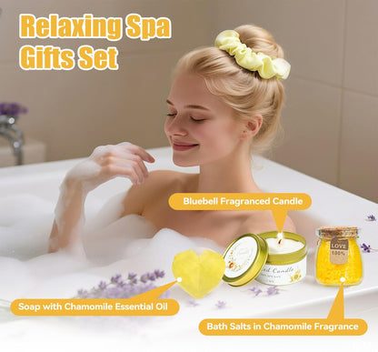 Mother's Day Gifts for Mom, 17pcs Relaxing Spa Gifts Set for Girls, Sisters, Mom, Sunflower Self-Care Package, Sending Sunshine Get Well Gifts for Women, Perfect Basket for Birthday & Mother's Day