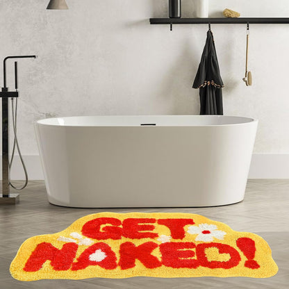 Get Naked Bath Rug, Fun Bathroom Rug, Yellow Bath Mat Non Slip Microfiber Plush Absorbent Washable for Bathtub, Bedroom and Shower 20"x40"