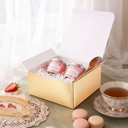 Gold Gift Boxes with Lids 10 Pack 8x8x4 Inches, 80ft Twine,Paper Bridesmaid Proposal Boxes, Christmas Gift Boxes in Bulk for Wedding, Party, Light Weight Gifts (Glossy Gold, Grain Texture)