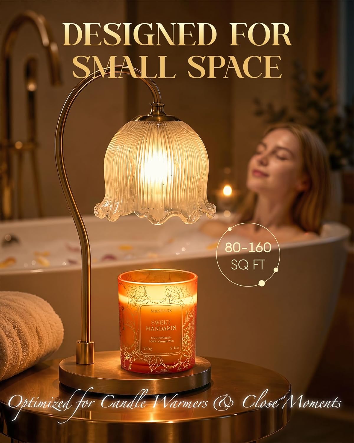 Lemon Soy Candle, 8.1oz Gilded Glass, Office Calming Gift | 42H Long Burn, Vegan Wax, No Toxin, Fresh Air Purifying Calming, Warmer Safe, Reusable Desk Organizer