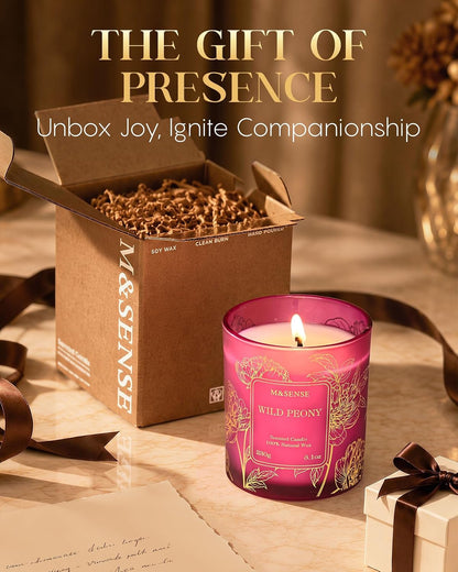 Lemon Soy Candle, 8.1oz Gilded Glass, Office Calming Gift | 42H Long Burn, Vegan Wax, No Toxin, Fresh Air Purifying Calming, Warmer Safe, Reusable Desk Organizer