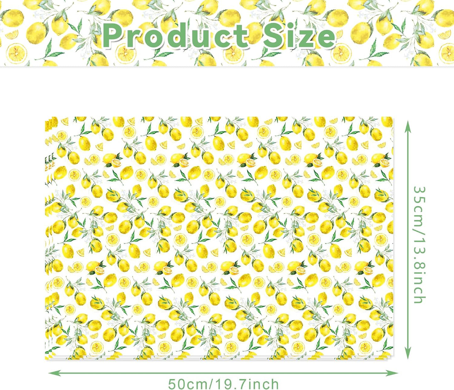 100 Sheets 20 x 14 Inch Lemon Pattern Tissue Paper, Yellow Citrus Fruit Printed Decorative Wrapping Tissue Paper, Art Tissue Paper for Gift Bags, Birthday Party, Baby Shower, Summer Spring Holidays