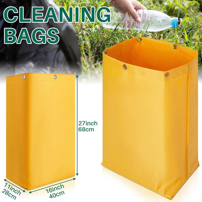 16 x 11 x 27 inch Replacement Janitorial Cleaning Cart Bag High Capacity Commercial Janitorial Cart Bag Housekeeping for Housekeeper Restaurant Motel Cafe Facility Office, 23 Gallon, Yellow(1 Pc)