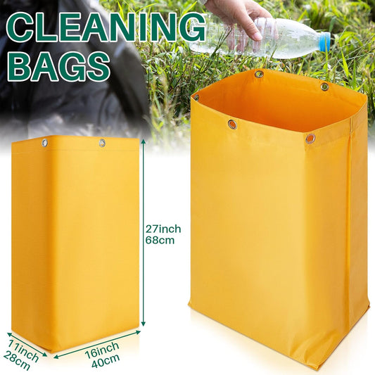 16 x 11 x 27 inch Replacement Janitorial Cleaning Cart Bag High Capacity Commercial Janitorial Cart Bag Housekeeping for Housekeeper Restaurant Motel Cafe Facility Office, 23 Gallon, Yellow(1 Pc)
