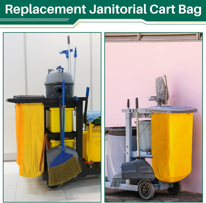 16 x 11 x 27 inch Replacement Janitorial Cleaning Cart Bag High Capacity Commercial Janitorial Cart Bag Housekeeping for Housekeeper Restaurant Motel Cafe Facility Office, 23 Gallon, Yellow(1 Pc)