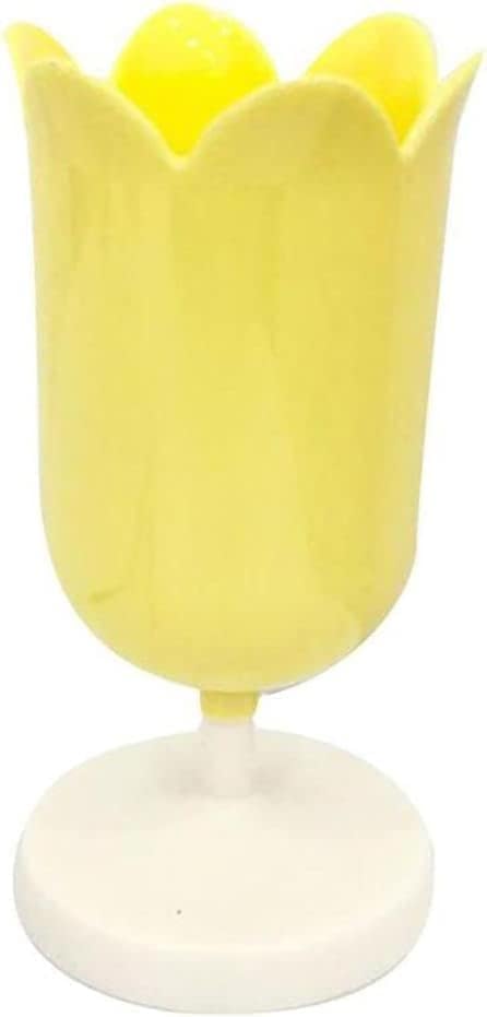Tulip Pen Holder for Desk, Plastic Stationery Organizer, Cute Desktop Decoration, Office School Supplies (Yellow)