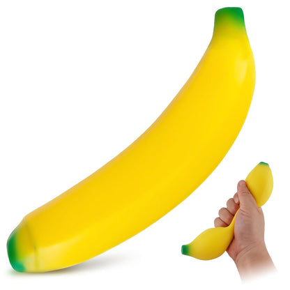 Banana Squishy, 6.9 x 1.6 in, Super Soft Silicone Fidget (Yellow) | Slow Rising Squeeze for Instant Stress Relief, Big Novelty Office Desk Decor, Pocket Size Gag Gift for Adults and Coworkers