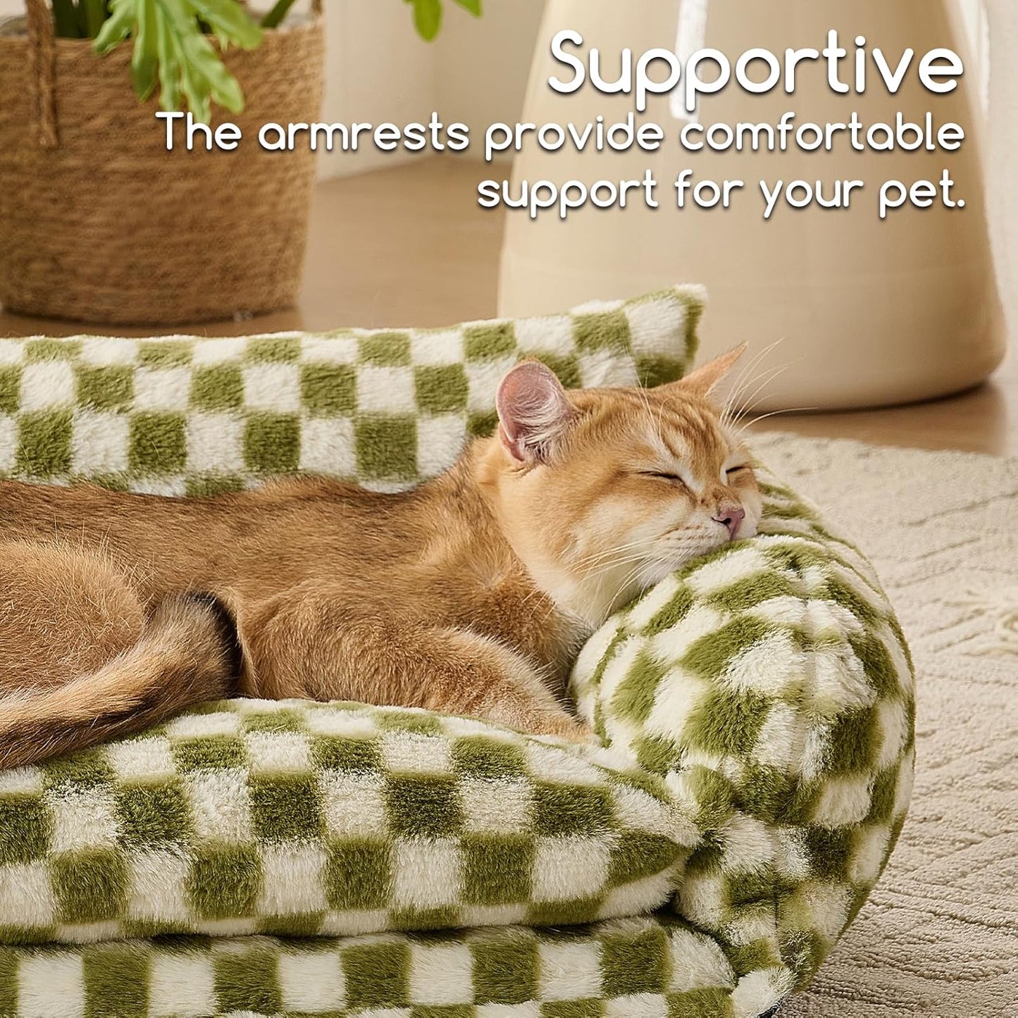 Cat Bed Small Dog Orthopedic Couch Beds for Pets up to 13 lbs | Fluffy Multifunctional Double-Layer Warming Kitten Pet Couch Orthopedic Beds with Machine Washable Cover and Non-Slip Bottom