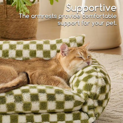 Cat Bed Small Dog Orthopedic Couch Beds for Pets up to 13 lbs | Fluffy Multifunctional Double-Layer Warming Kitten Pet Couch Orthopedic Beds with Machine Washable Cover and Non-Slip Bottom