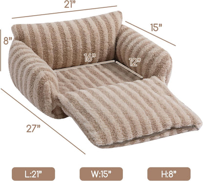 Cat Bed Small Dog Orthopedic Couch Beds for Pets up to 13 lbs | Fluffy Multifunctional Double-Layer Warming Kitten Pet Couch Orthopedic Beds with Machine Washable Cover and Non-Slip Bottom