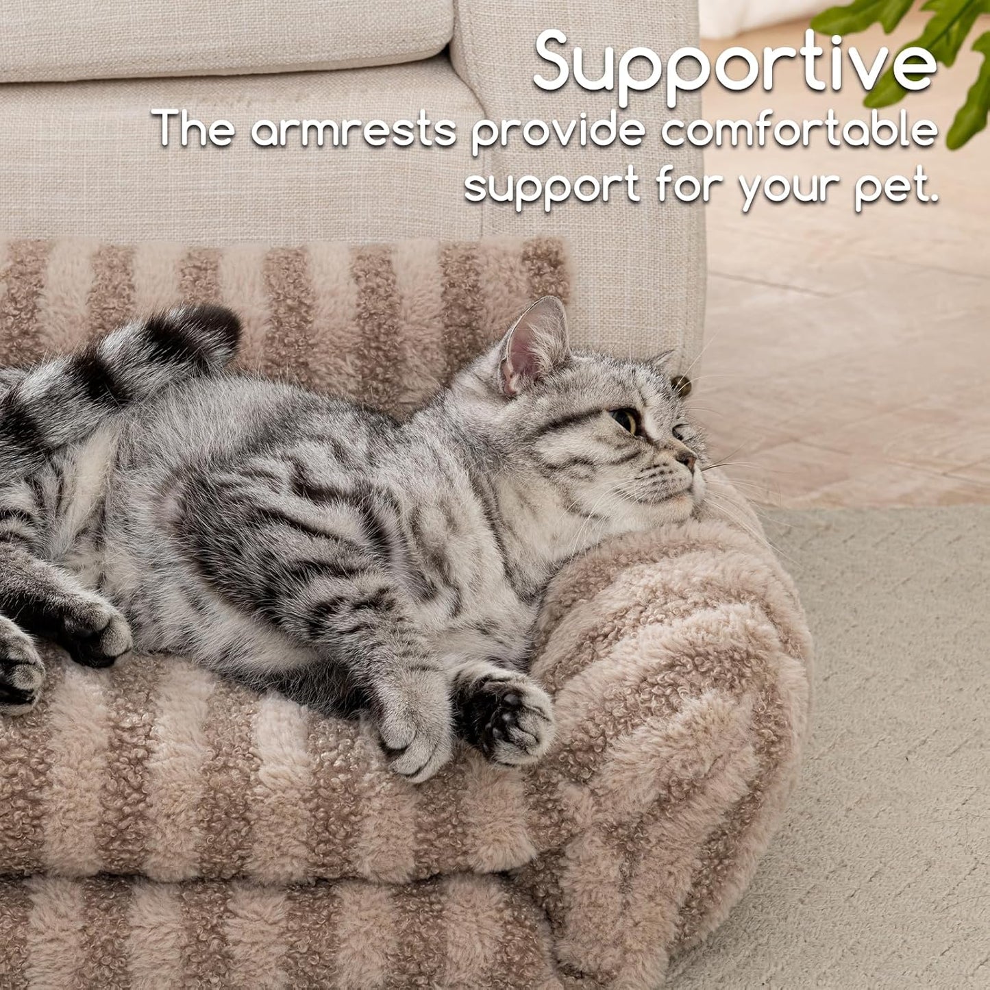 Cat Bed Small Dog Orthopedic Couch Beds for Pets up to 13 lbs | Fluffy Multifunctional Double-Layer Warming Kitten Pet Couch Orthopedic Beds with Machine Washable Cover and Non-Slip Bottom