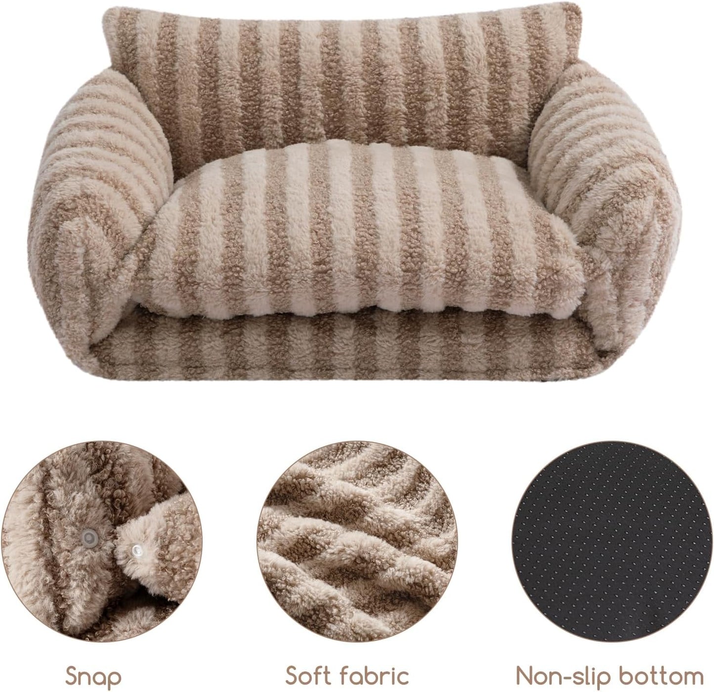Cat Bed Small Dog Orthopedic Couch Beds for Pets up to 13 lbs | Fluffy Multifunctional Double-Layer Warming Kitten Pet Couch Orthopedic Beds with Machine Washable Cover and Non-Slip Bottom