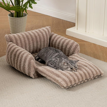 Cat Bed Small Dog Orthopedic Couch Beds for Pets up to 13 lbs | Fluffy Multifunctional Double-Layer Warming Kitten Pet Couch Orthopedic Beds with Machine Washable Cover and Non-Slip Bottom