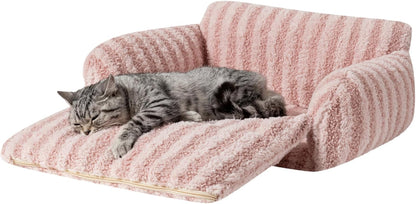 Cat Bed Small Dog Orthopedic Couch Beds for Pets up to 13 lbs | Fluffy Multifunctional Double-Layer Warming Kitten Pet Couch Orthopedic Beds with Machine Washable Cover and Non-Slip Bottom