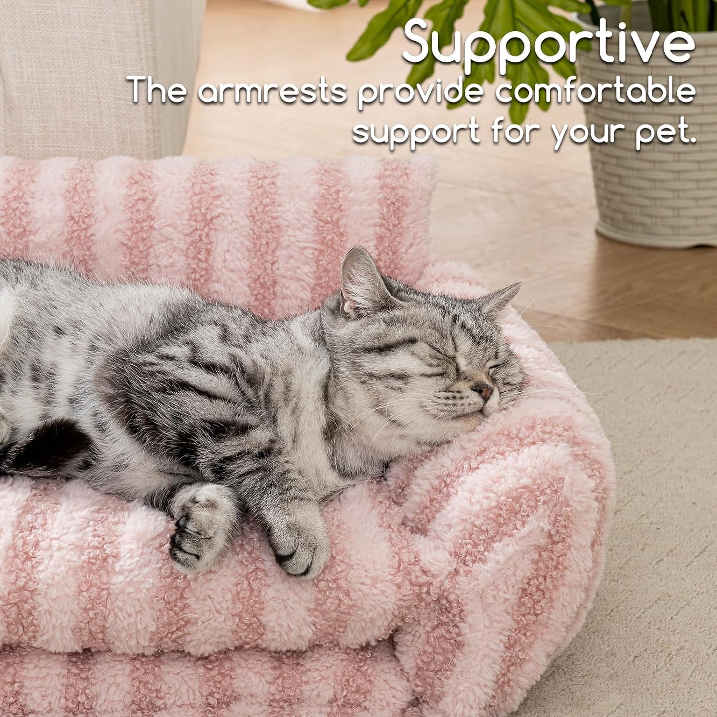 Cat Bed Small Dog Orthopedic Couch Beds for Pets up to 13 lbs | Fluffy Multifunctional Double-Layer Warming Kitten Pet Couch Orthopedic Beds with Machine Washable Cover and Non-Slip Bottom