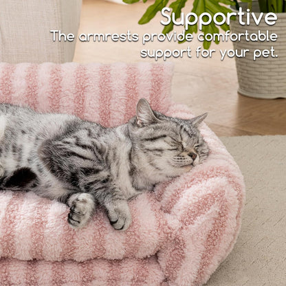 Cat Bed Small Dog Orthopedic Couch Beds for Pets up to 13 lbs | Fluffy Multifunctional Double-Layer Warming Kitten Pet Couch Orthopedic Beds with Machine Washable Cover and Non-Slip Bottom