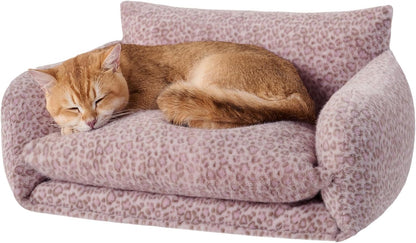 Cat Bed Small Dog Orthopedic Couch Beds for Pets up to 13 lbs | Fluffy Multifunctional Double-Layer Warming Kitten Pet Couch Orthopedic Beds with Machine Washable Cover and Non-Slip Bottom