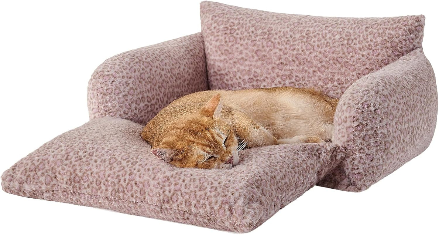 Cat Bed Small Dog Orthopedic Couch Beds for Pets up to 13 lbs | Fluffy Multifunctional Double-Layer Warming Kitten Pet Couch Orthopedic Beds with Machine Washable Cover and Non-Slip Bottom