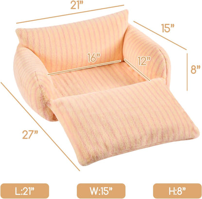 Cat Bed Small Dog Orthopedic Couch Beds for Pets up to 13 lbs | Fluffy Multifunctional Double-Layer Warming Kitten Pet Couch Orthopedic Beds with Machine Washable Cover and Non-Slip Bottom