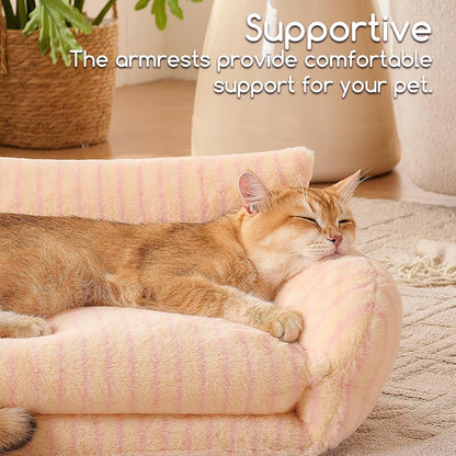 Cat Bed Small Dog Orthopedic Couch Beds for Pets up to 13 lbs | Fluffy Multifunctional Double-Layer Warming Kitten Pet Couch Orthopedic Beds with Machine Washable Cover and Non-Slip Bottom