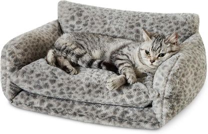 Cat Bed Small Dog Orthopedic Couch Beds for Pets up to 13 lbs | Fluffy Multifunctional Double-Layer Warming Kitten Pet Couch Orthopedic Beds with Machine Washable Cover and Non-Slip Bottom
