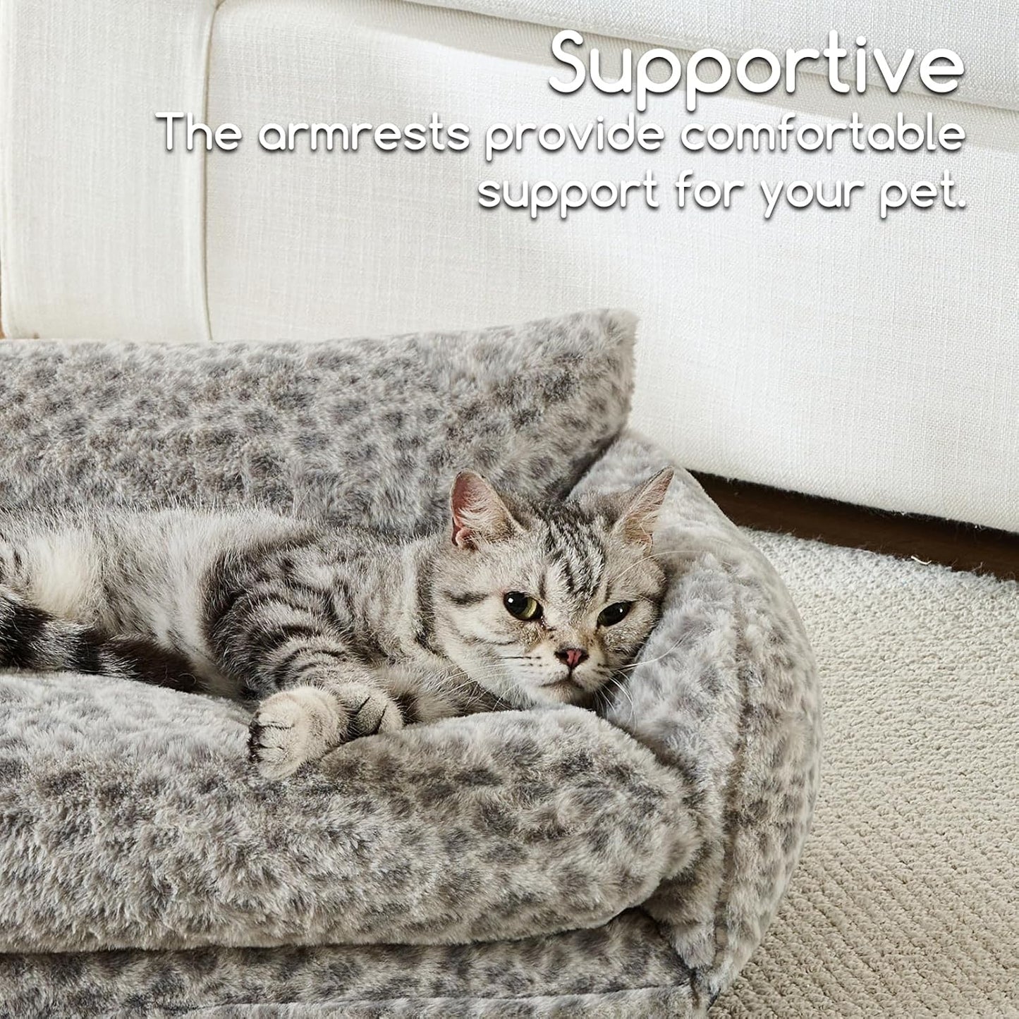 Cat Bed Small Dog Orthopedic Couch Beds for Pets up to 13 lbs | Fluffy Multifunctional Double-Layer Warming Kitten Pet Couch Orthopedic Beds with Machine Washable Cover and Non-Slip Bottom